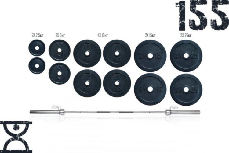Штанга олімпійська набірна на 155 кг Гантелі, гирі, штанги та диски граниліт Київ - фото 1