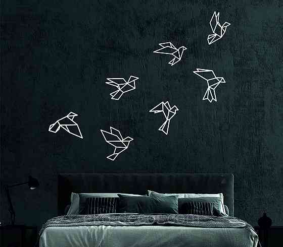 Декоративне настінне Панно «Пташки» Декор на стіну 35*21 см — 5 шт., Білий Київ