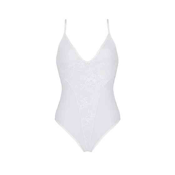 Боді з ажурним декором та відкритим кроком Passion URSULA BODY L/XL, white Sex Aura Київ