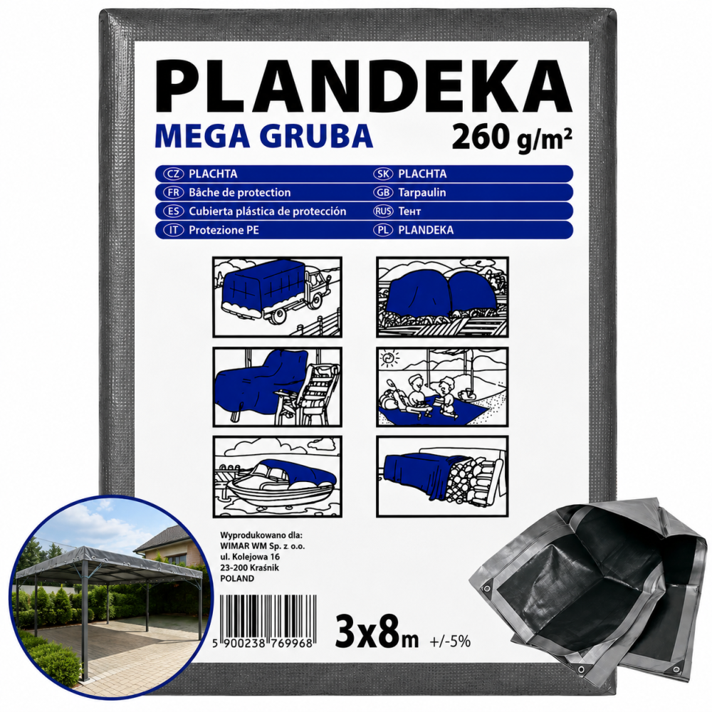 Тент 260 г/м2 3 х 8 м тарпауліновий "PLANDEKA" тент туристичний Дніпро - фото 11