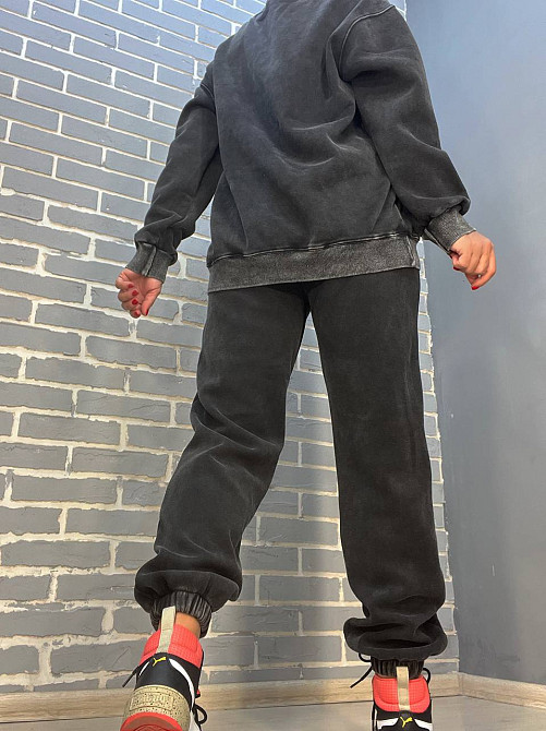 Костюм женский Joy One 24182 оверсайз свитшот с джоггерами вареный утепленный, черный, one size Киев - изображение 12