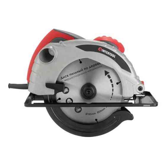 Пила дисковая, 1,3 кВт, 5000 об/мин, угол 90-45°, глубина распила 41/57 мм, диск 185×20 мм INTERTOOL DT-0613 Киев