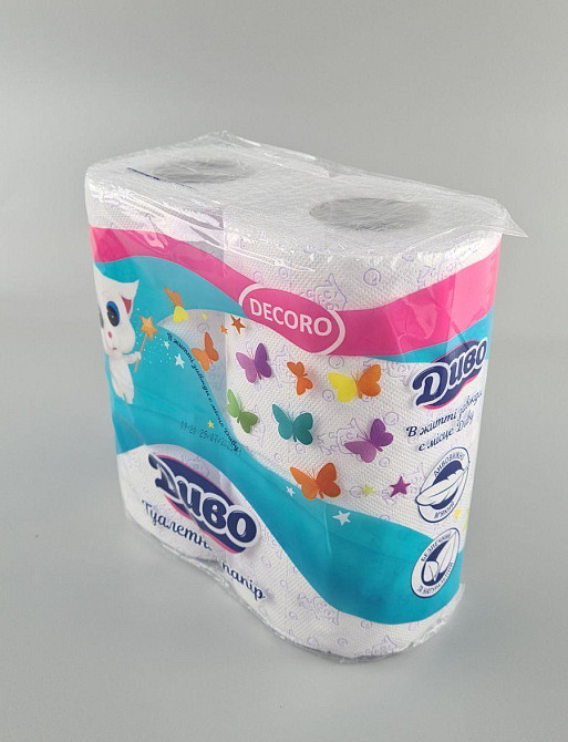 Туалетний папір (2шари) білий з фіолетовим тисненням (а4) Диво DECORO (1 пачка) Харків - фото 3