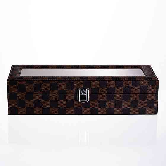 Скринька для годинників з екошкіри 6 відділень 31×11×7,5 см Коричневий Yiwu HP-5-14S Коломыя