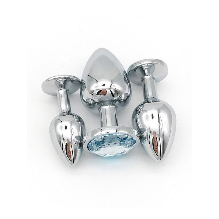 Набір сталевих анальних пробок - Прозорий - 3 шт. (S/M/L) - Анальні іграшки Вінниця - фото 3