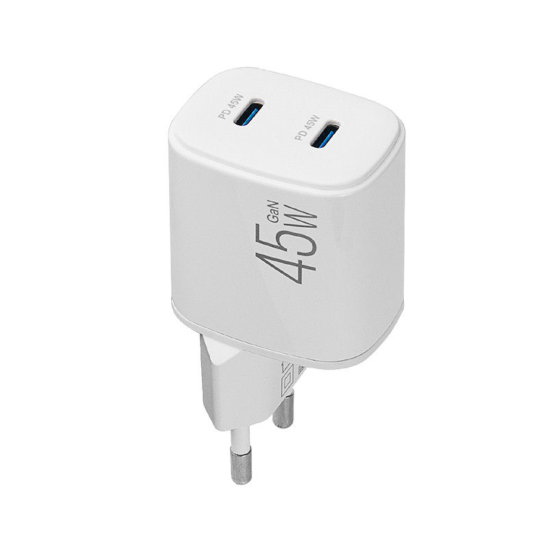 Мережевий зарядний пристрій Brevia ePowerGaN PD45W 2xUSB-C білий Львів - фото 2