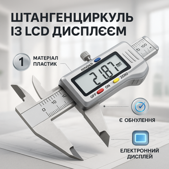 Микрометр электронный с дисплеем 0-150 мм, Цифровые штангенциркули, Измерительный инструмент KL-25 Львов