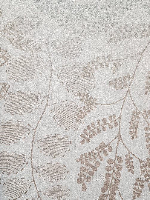 Обои виниловые на флизелине AS creation The Bos 0.53х10 листья ветки бежевые перламутр на белом Киев - изображение 4