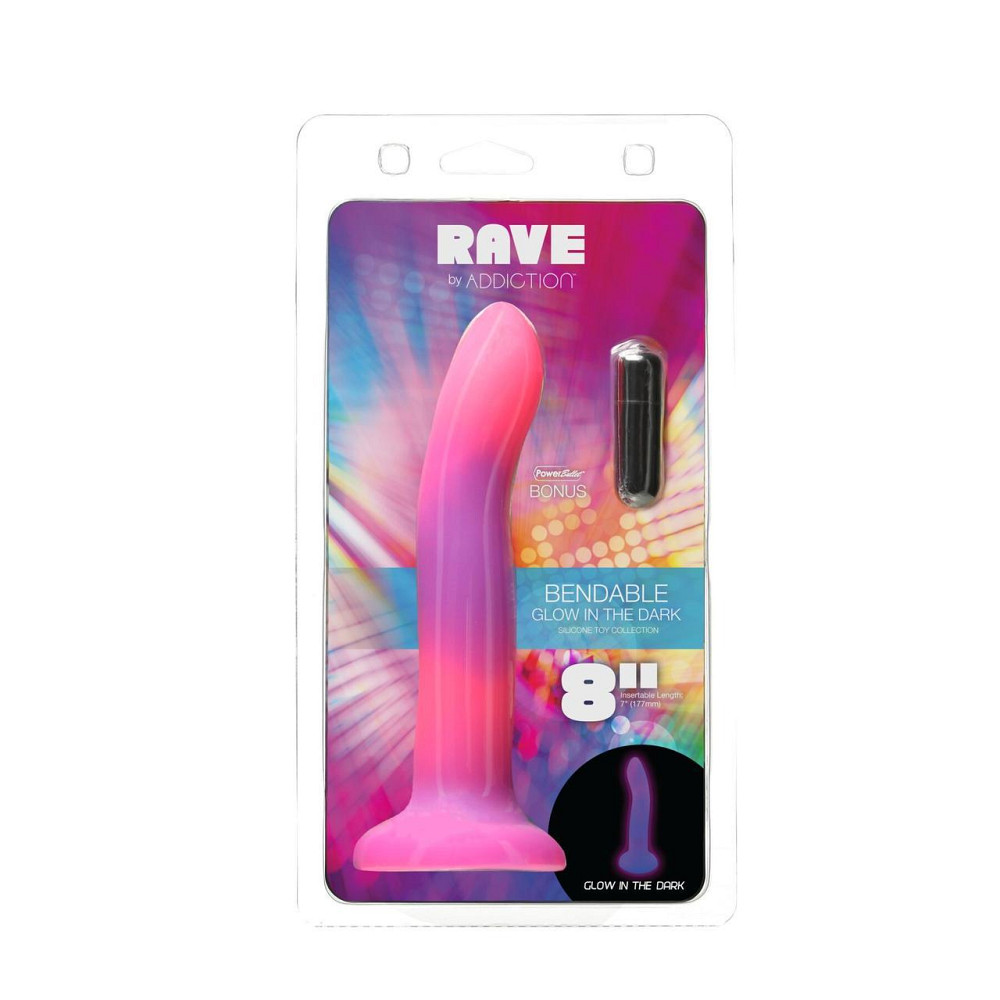 Светящийся в темноте фаллоимитатор ADDICTION Rave 8″ Glow in the Dark Dildo Pink Purple, 20,3 см Sex Aura Киев - изображение 8
