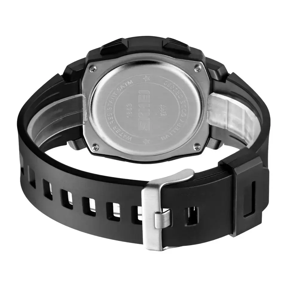 Чоловічий спортивний наручний годинник Skmei 1853 (Чорний з чорним циферблатом) Вінниця - фото 6