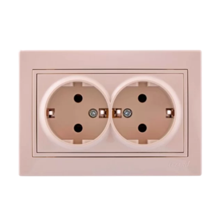 MIRA крем Розетка внутрішня 2-а із заземленням зі вставкою Лезард Житомир