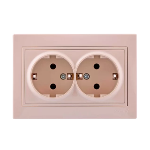 MIRA крем Розетка внутрішня 2-а із заземленням зі вставкою Лезард Житомир - изображение 1