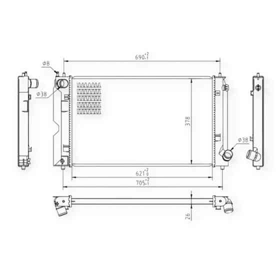 Радиатор охлаждения двигателя автомобиль Тойота Avensis, Corolla 1.4, 2.0D (00-09) Мукачево