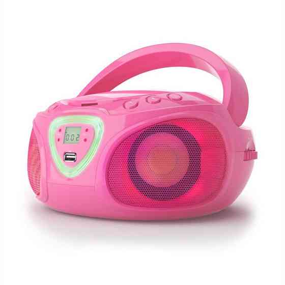 Roadie CD Boombox FM Radio Light Show CD-плеєр Bluetooth 5.0 Рожевий (Німеччина, читати опис) Рівне
