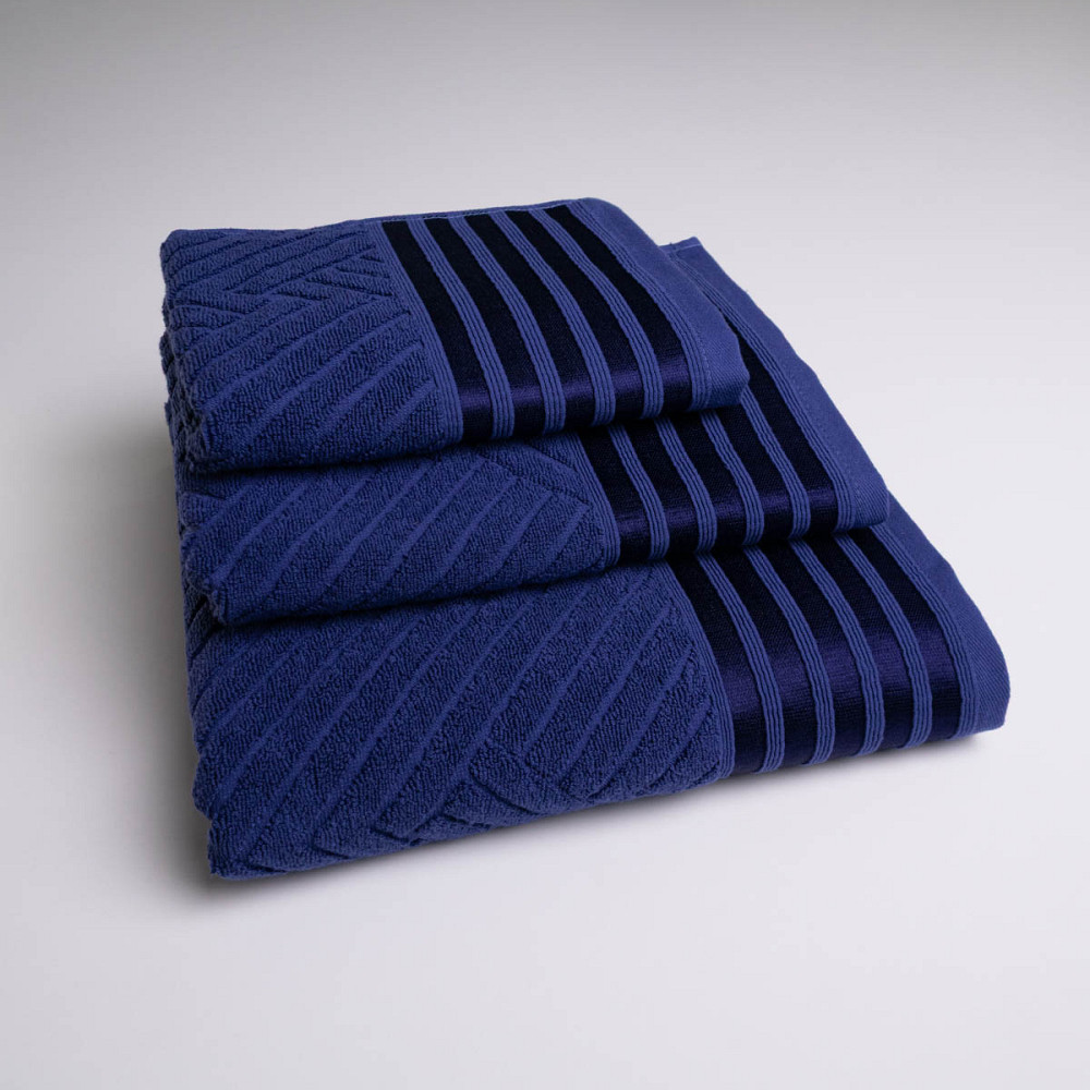 Набор махровых полотенец SOFT 3шт GM Textile 40х70см, 50х90см, 70х140см 500г/м2 (Темно-синий) Сумы - изображение 1