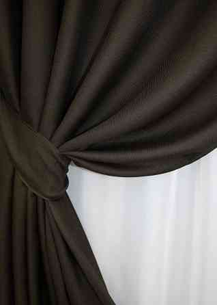 Комплект штор на люверсах VR-Textil Льон-блекаут № 1180ш Венге 150х250см 2 шт (37-0188) Київ