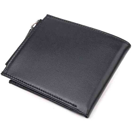 Стильный мужской горизонтальный кошелек из натуральной гладкой кожи CANPELLINI 21505 Черный Киев