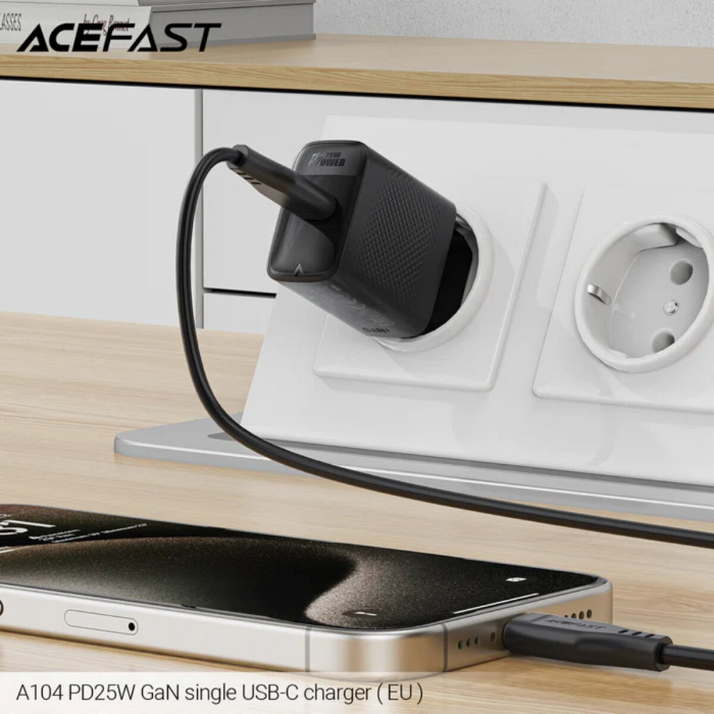 Мережевий зарядний пристрій ACEFAST A104 PD25W GaN single USB-C charger Black (6974316283355) Київ - фото 5