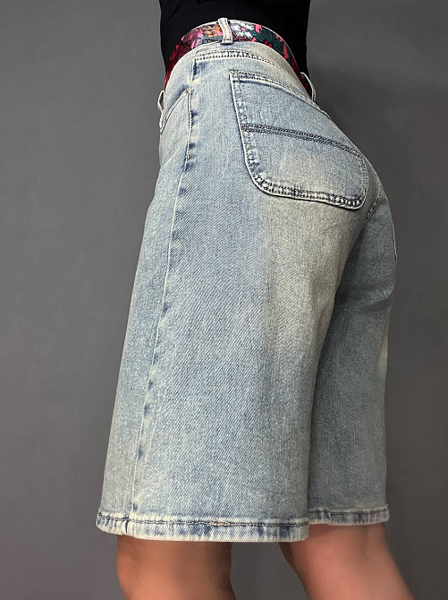 Шорти жіночі джинсові Liana 4-012 бермуди середня довжина з ременем блакитні, блакитний, 30, 30, 81 см, 113 см Київ - фото 2