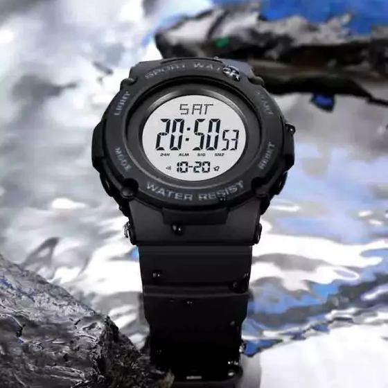 Спортивний наручний годинник Skmei 1957 (Чорний з білим циферблатом) Вінниця