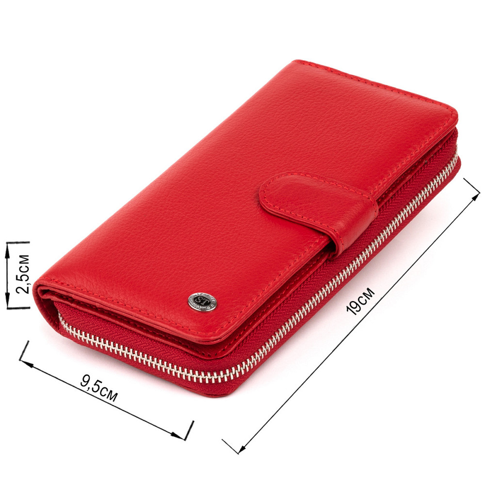 Вертикальний місткий гаманець зі шкіри жіночий ST Leather 19306 Червоний Київ - фото 3