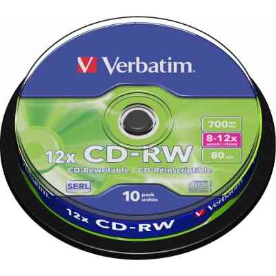 Диск CD Verbatim CD-RW 700Mb 12x Cake box 10шт (43480) Винница
