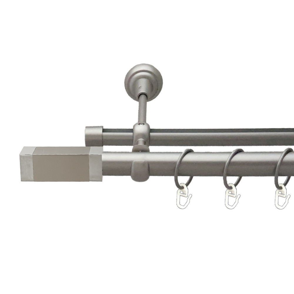 Карниз Orvit Квадро металевий дворядний опозитний гладка \ профільна труба кільце металеве Сатин 25\19 мм 160 см (00-00023332) Львів - фото 1