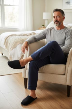 Мужские домашние тапочки закрытый носок черные тм 