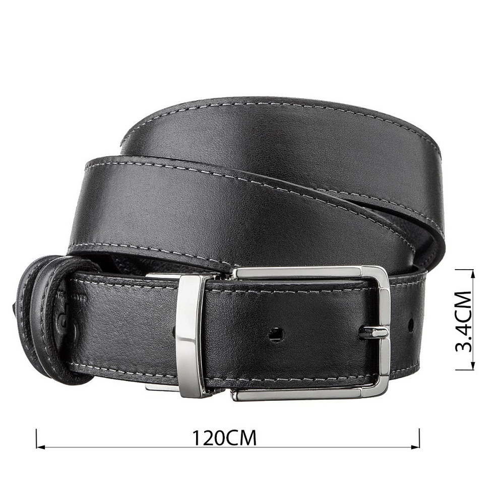 Ремень брючный двусторонний мужской Grande Pelle 11156 Синий и Черный Киев - изображение 4