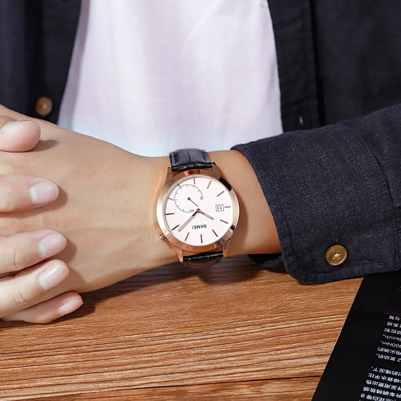 Чоловічий кварцовий годинник Skmei 1581 Prestige чорні з рожевим Вінниця - фото 9