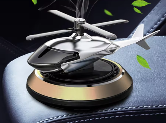 Ароматизатор в авто дифузор у формі вертольота на сонячній батареї, освіжувач багаторазовий золотистий золотистий Кам'янець-Подільський