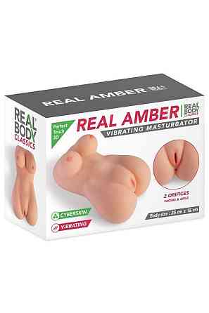 Мастурбатор-мініторс з вібрацією Real Body Real Amber, вагіна та анус, 25х18 см Sex Aura Київ