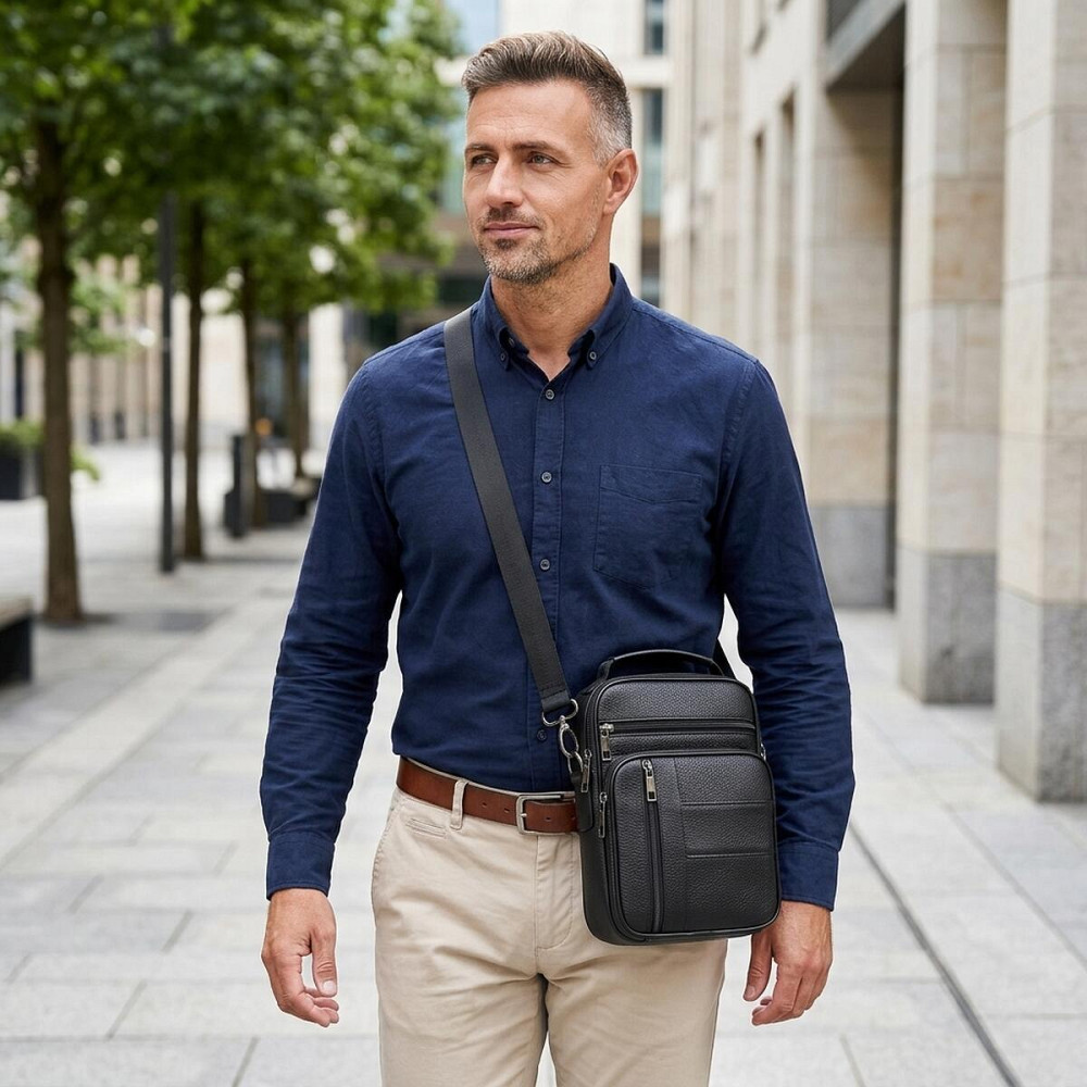 Мессенджер чоловічий шкіряний 20347 Vintage Чорний Київ - фото 11