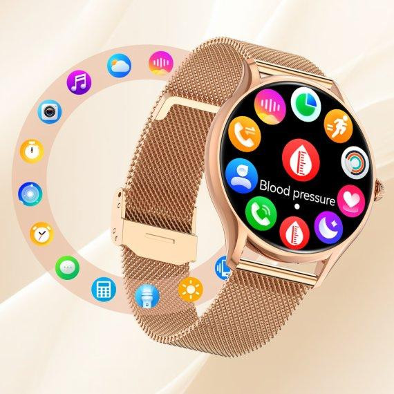 Женские умные наручные часы Smart Milano Gold Steel 2 ремешка Киев - изображение 2