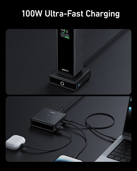 Сетевое зарядное устройство Anker Charging Base for Anker Prime 100W Black (7198080) Киев - изображение 5