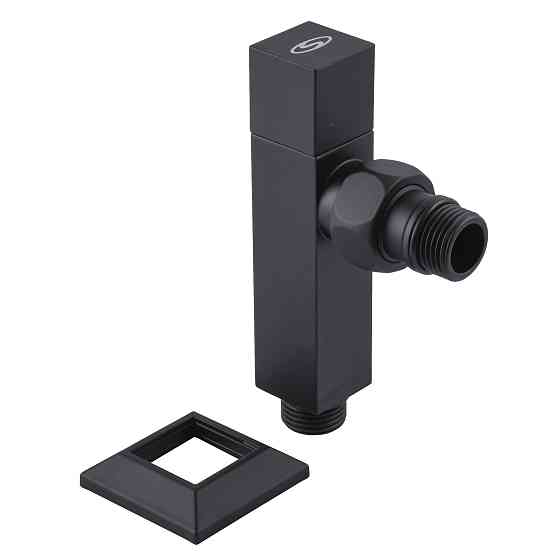 Набір Кран напівобертовий кутовий з американкою SOLOMON LUX 1/2″ CUBE BLACK 8888 (1уп) Тернопіль