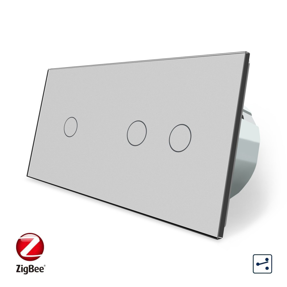 Розумний сенсорний прохідний/перехресний вимикач 3 сенсора (1-2) Livolo сірий скло (VL-C701SZ/C702SZ-15) Коломыя - изображение 6