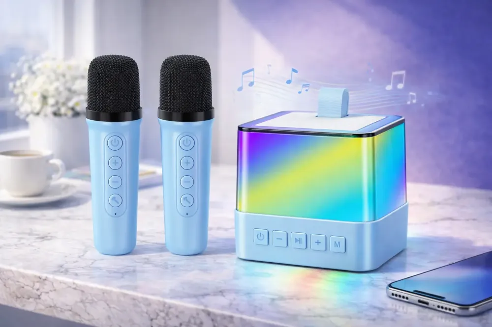 Портативная Bluetooth колонка K18 с LED подсветкой 2 микрофона Голубой Коломыя - изображение 1