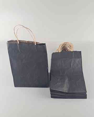 Пакет с ручками бумажный 28*19*11,5  ЧЕРНЫЙ (25 шт) Харьков