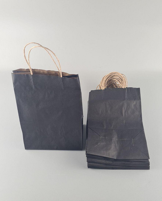 Пакет с ручками бумажный 28*19*11,5  ЧЕРНЫЙ (25 шт) Харьков - изображение 2