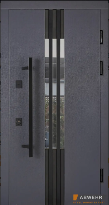 Вхідні двері з терморозривом Abwehr Termix Revolution LP-6 Метал Lampre Антрацит+ Vinori Біла 960*2050 мм Київ - фото 1