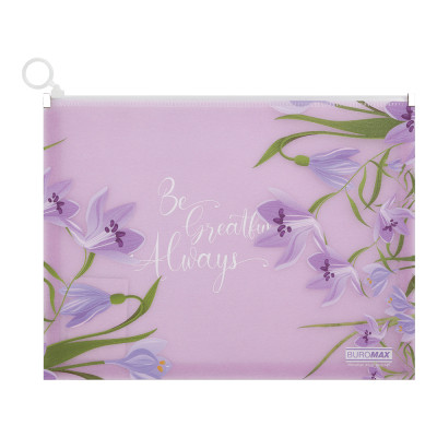 Папка - конверт Buromax на zip-молнии А4 матовый полупрозрачный пластик, ARABESKI, лавандовый (BM.3975-39) Винница - изображение 1