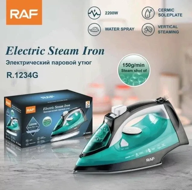 Праска Domotec/RAF R-1234G 2200W керамічна підошва, бак 320 мл Одеса - фото 1