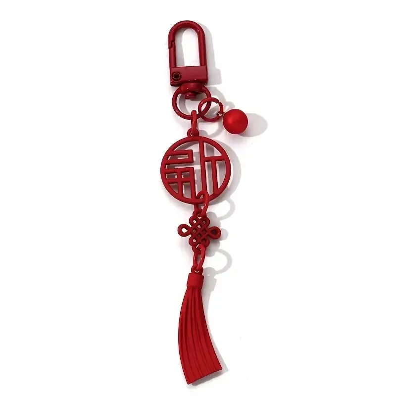 Красный китайский брелок-узел «Фу» с кисточкой — талисман, символ удачи, 9.5×3 см Киев - изображение 1