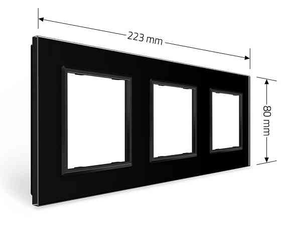 LIVOLO Рамка 3-постова LIVOLO, загартоване скло, чорна матова, 223×80 мм (VL-P7E/E/E-6BS06) Коломыя