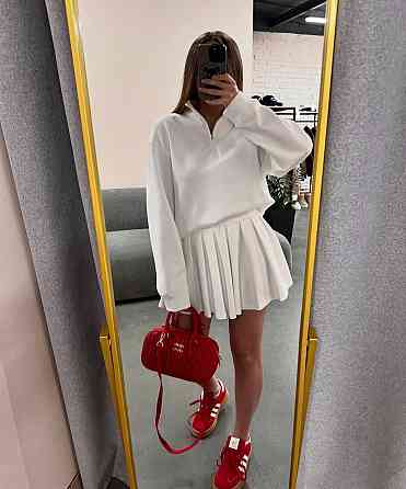 Женский стильный прогулочный костюм двойка: кофта и юбка двунить Молочный, 46/48 Одесса