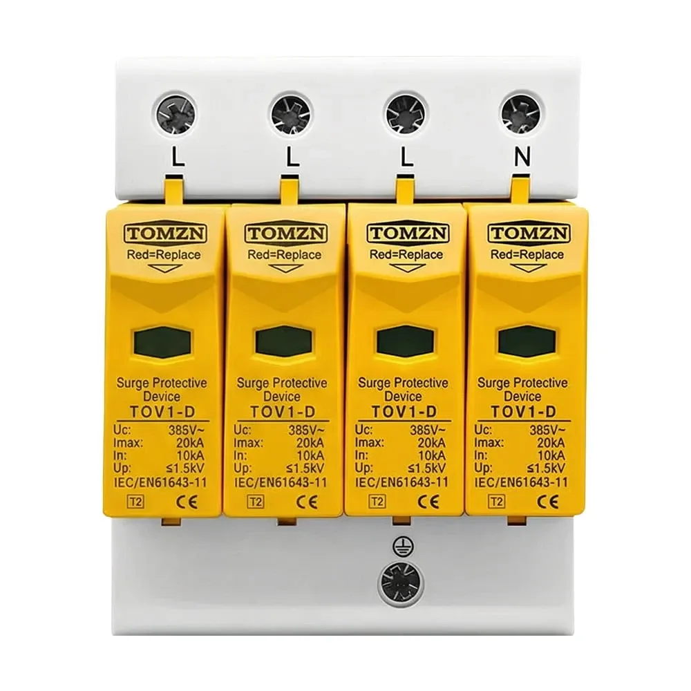 Обмежувач напруги TOMZN TOV1-20/4P 275V AC 10-20kA під DIN-рейку 4 полюси (51-00128) Киев - изображение 1