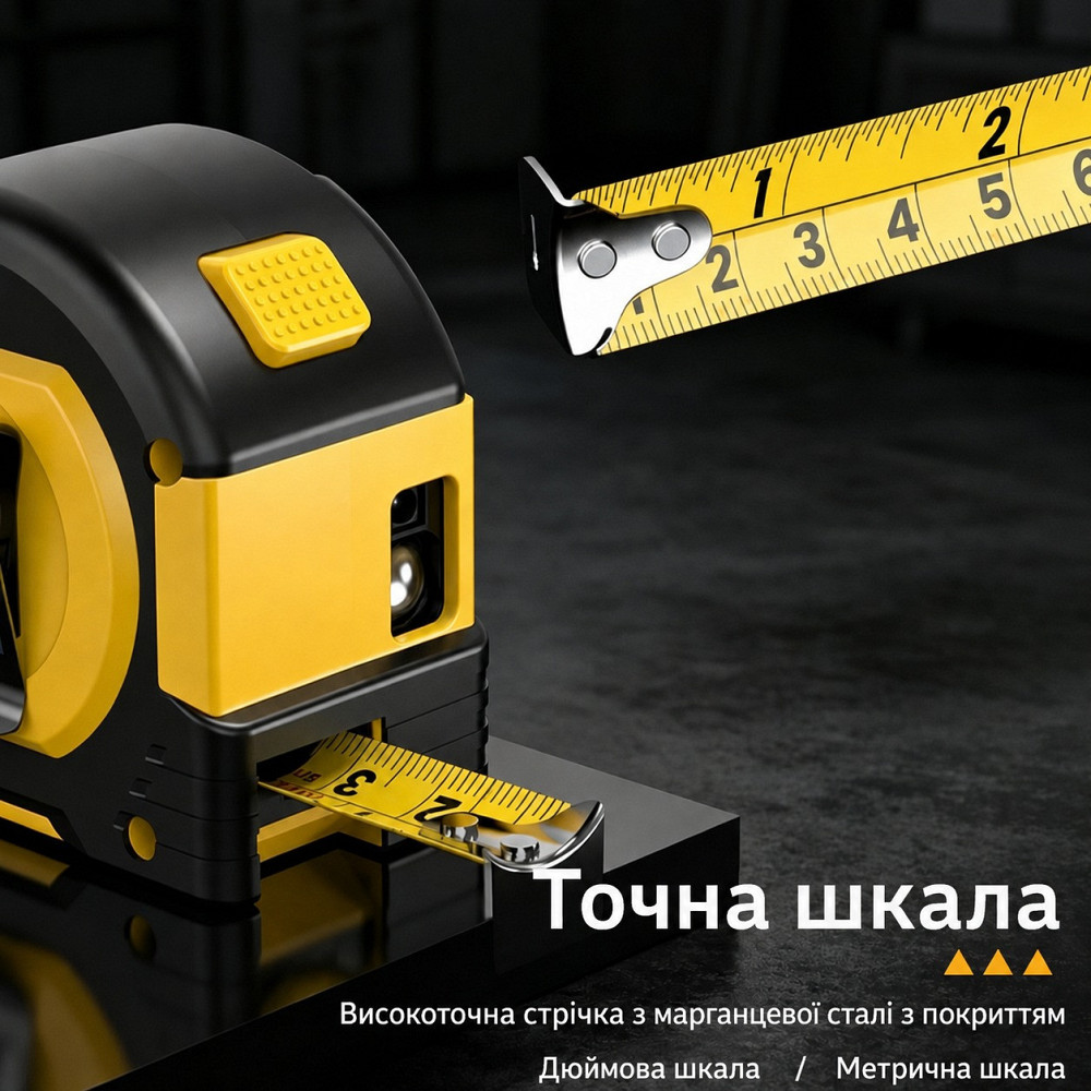 Рулетка 2в1 лазерная 100м, измерительная 5м с метрической и дюймовой системой с дисплеем,аккумуляторная mod.D13341 Каменец-Подольский - изображение 2