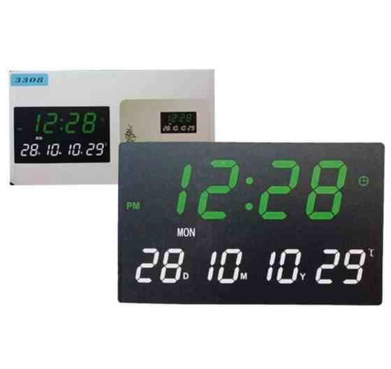 Настінний годинник 3308 із зеленою підсвіткою, чорний Вінниця