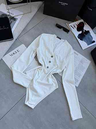 Женское теплое базовое боди из ангоры рубчик Молочный, 48/50 Одесса